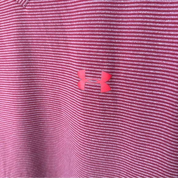 Under Armour Men’s L/S Coldgear Red Shirt Hairline Striped Fitted Stretch Tee L - Picture 6 of 15